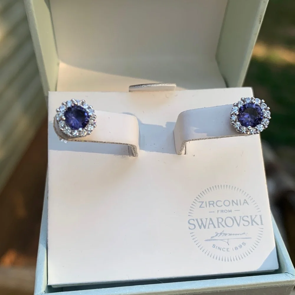KIERA COUTURE- ZIRCONIA FROM SWAROVSKI EARRINGS-STERLING SILVER 🆕💜 - Picture 3 of 6